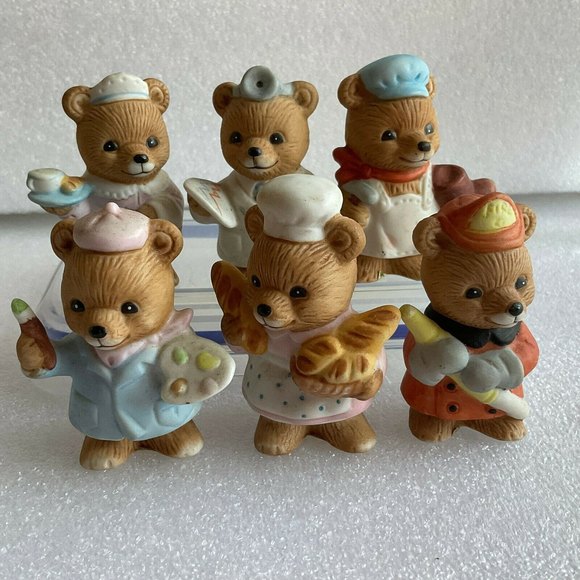 6 Vintage 1980 Homco Career Professional Bears Home Interior Figurines  #8820 - Picture 1 of 10